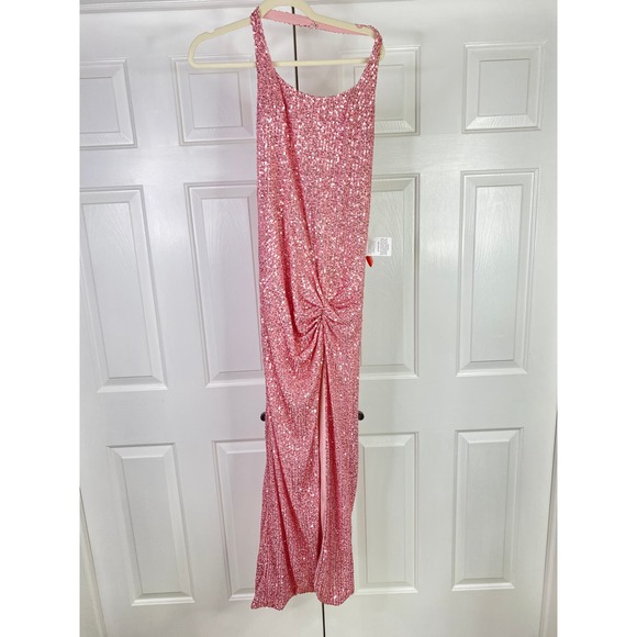 Mac Duggal SEQUINED HALTER STRAP‎ LOW SIDE KNOT GOWN, Rspberry Pink, Sz 0, 11279 - Picture 2 of 8
